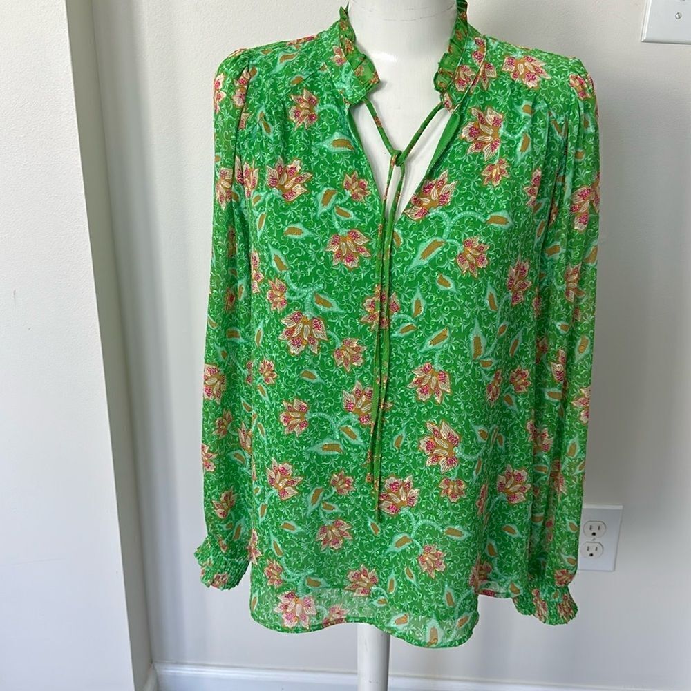 Joie Green Floral Blouse M